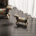 Modern Toy Toy Puppy Wood Floor Curtain Gauze Curtain 3d model