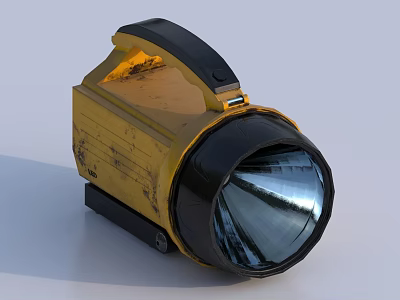 Yellow And Black Metal Downlight Spotlight With Worn Texture For Indoor Lighting 3d model