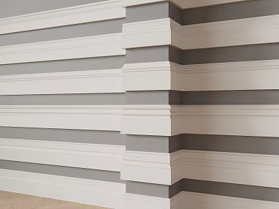 Gray And White Striped Wall Paneling With Layered Lines Modern Minimalist Design 3d model