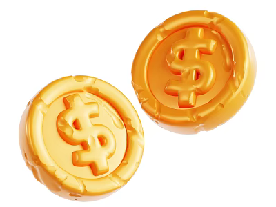 Golden Coin Decorative Ornament Set with Dollar Sign Design for Decoration 3d model