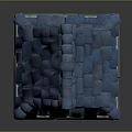 Cartoon Scene Stone Tower With Blue Roof Arched Windows And Gray Base