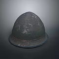 Vintage Military Helmet Featuring Worn Texture And Dark Color Historical Weapon Accessory