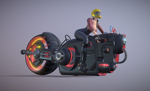 Modern toy stylized sci-fi hovercraft 3d model