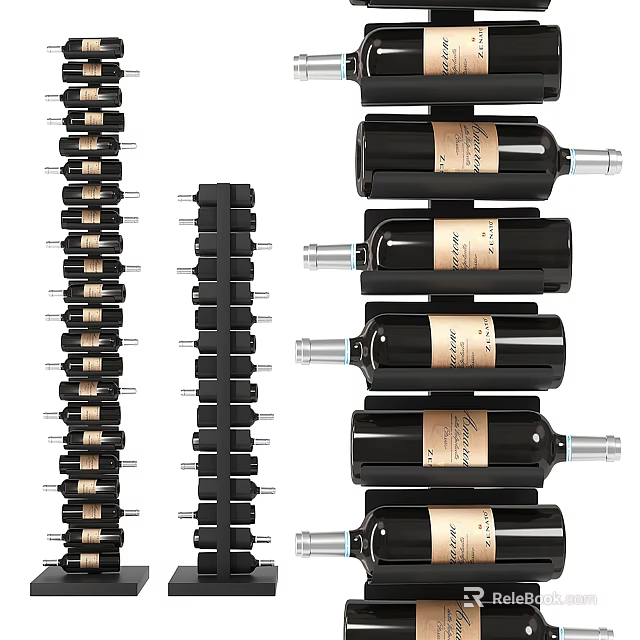 Modern Wall Mounted Wine Cabinet With Organized Multiple Bottle Storage 3d model 