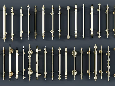 Variety Of Decorative Metal Door Handles With Different Designs And Finishes 3d model