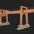 Industrial Gantry Crane Equipment With Orange Structure Ladder Platform And Wheels