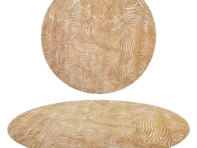 Round Rug With Beige Wave Patterns And Soft Texture For Modern Living Room 3d model