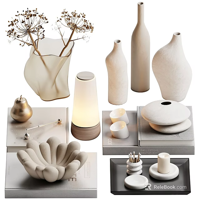 Minimalist Home Living Accessories Vases Lamps And Various Decor Pieces 3d model 