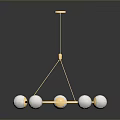 Modern Golden Circular Chandelier Design With White Spheres And Hanging Structure