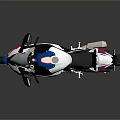 Modern Sport Motorcycle With White Blue Red Stripes Black Seat And Wheels