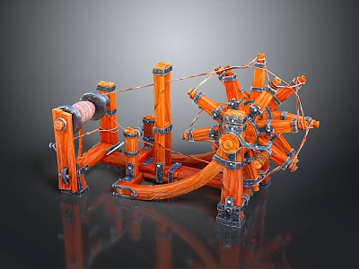 Industrial Equipment With Orange Gears Metal Frames And Mechanical Components 3d model