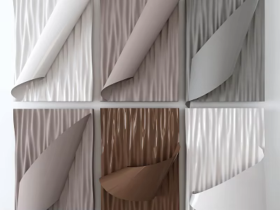 Wavy Textured Wall Decor Panels In Neutral Colors For Home Interior Design 3d model