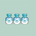 Bottled Kids Drinks with Cute Cartoon Face Labels and Blue Caps