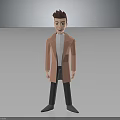 3D Stylized Character With Pink Coat White Inner Shirt Dark Pants Gray Shoes