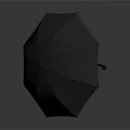 Black Umbrella With Wooden Handle And Metal Ribs For Daily Use