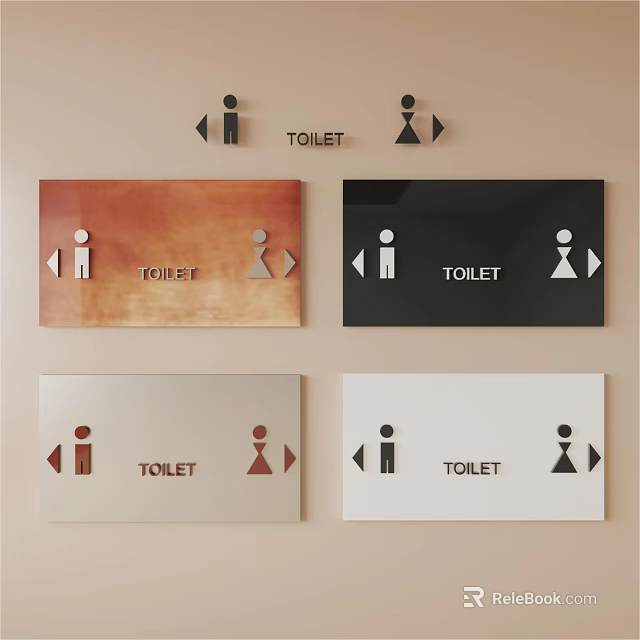 Diverse Toilet Signage Designs With Distinct Styles 3d model