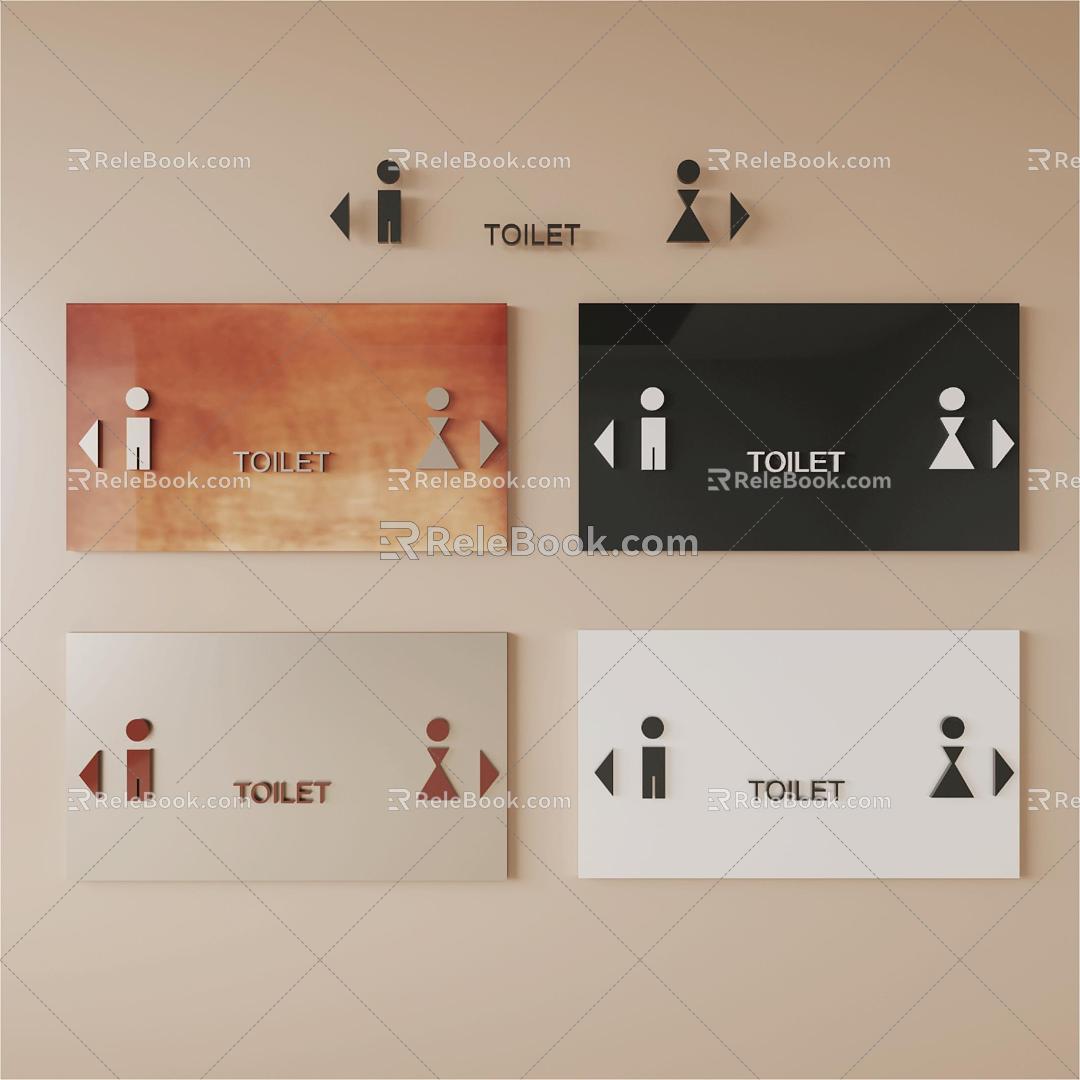 Male and female symbols of public restrooms Toilet signs 3d model