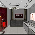 Elegant Jewelry Store Interior With Glass Display Cases And Chandeliers