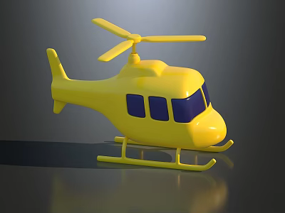 Detailed Yellow Toy Helicopter Model With Rotors On Dark Background 3d model