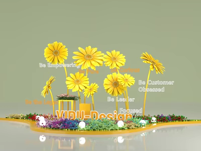 Photo Check-in Spot With Yellow Sunflowers Inspirational Quotes Colorful Plants By VIDLL-Design 3d model