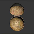 Vintage Map Decorative Bowls In Open And Closed Positions With Detailed Patterns