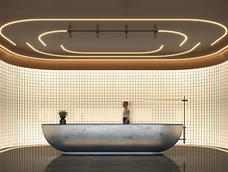 Light luxury front desk reception hall front desk 3d model