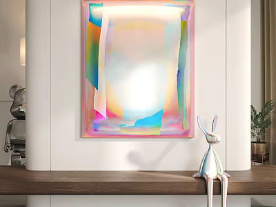 Colorful Abstract Painting With Geometric Shapes On Modern Interior Wall Decor 3d model