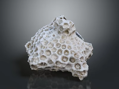 Coral Polyps Calcareous Structure Featuring Honeycomb Holes And Natural White Form 3d model