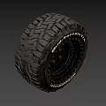 Durable Off Road Car Tire With Deep Tread Pattern And Black Wheel Rim 3d model