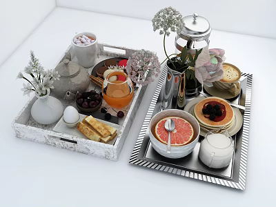 Modern food for breakfast 3d model