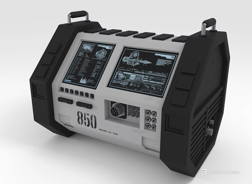 Portable Power Station Model 850 With Dual Digital Screens Control Buttons And Handles 3d model 