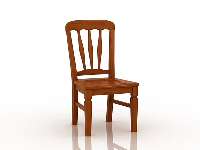 Classic Brown Wooden Dining Chair With Vertical Slat Backrest And Solid Wood Design For Dining Room 3d model