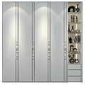 Modern Elegant Wardrobe Design With Display Shelf And Decorative Items 3d model