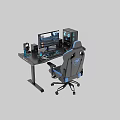 Gaming Computer Setup With RGB PC Case Dual Monitors Mechanical Keyboard And Ergonomic Chair