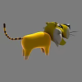 Playful Cartoon Reptile With Yellow Body Black Nose White Face And Striped Tail