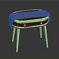 Elegant Oval Decorative Table With Red Polka Dot Cloth Golden Knobs And Silver Legs