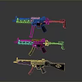 Three Modern Tactical Assault Rifles With Different Designs Barrels And Grips