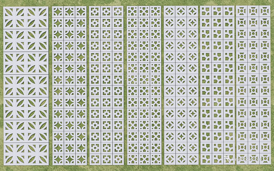 Garden Path Paving Design With Various Decorative Patterns On Green Grass 3d model