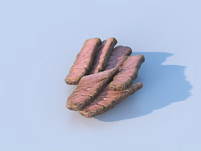 Fresh Juicy Sliced Meat Pieces With Tender Textured Surface On Blue Background 3d model