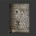 Ancient Stone Tower Structure Built With Irregular Stone Blocks And Small Windows