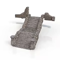 Ancient Stone Bridge Structure With Staircase And Stone Parapets 3d model