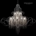 Elegant Ornate Chandelier With Curved Metal Frame Multiple Bulbs And Hanging Tassels
