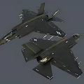 Two Dark Green Fighter Jets 3D Model With Detailed Design And Side View 3d model