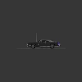 Classic Dark Blue Muscle Car With Gray Roof And Purple Rims On Gravel Surface