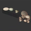 Modern Minimalist Ceramic Tableware Set With Stacked Plates Bowls And Cups