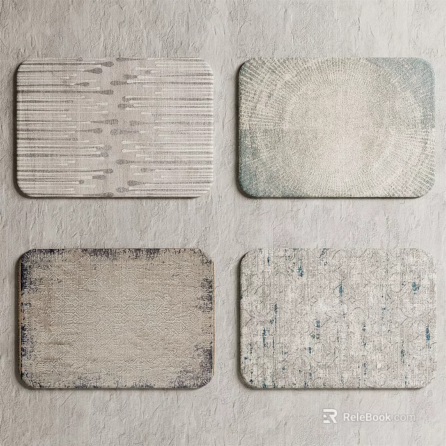Modern Square Rugs With Neutral Tones And Textured Patterns For Home Decor 3d model 