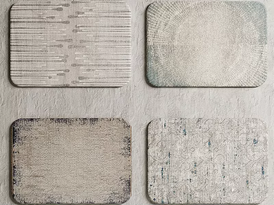 Modern Square Rugs With Neutral Tones And Textured Patterns For Home Decor 3d model