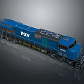 Detailed Blue PXY Locomotive With Industrial Design And Metal Components