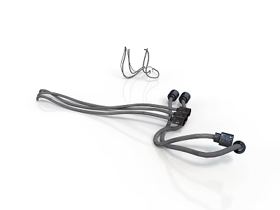 High Quality Automotive Wire Harnesses With Black Connectors And Metal Fasteners 3d model