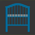 Blue Modern Baby Crib With Wooden Railings And Comfortable Mattress